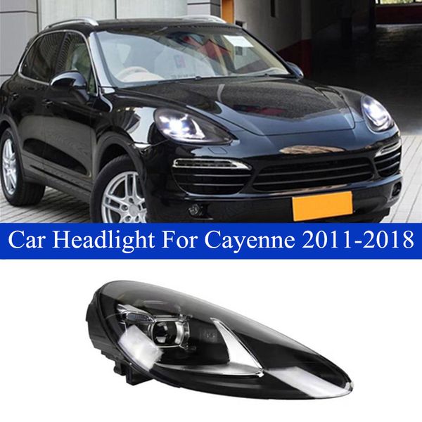 Carro Alto Feixe cabeça montagem para Porsche Cayenne DRL LED Sinal Ângulo de Angular Eye Projector Lens Farol 2011-2018