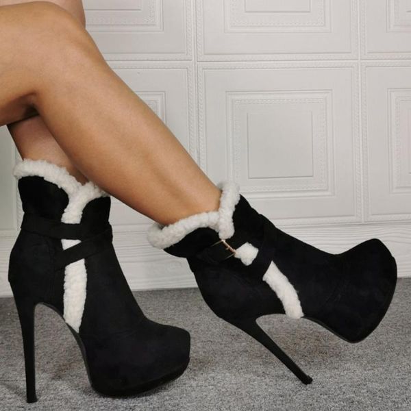 

boots gigifox plus size 47 super high thin heels black party platform fashion brand design winter shoes women