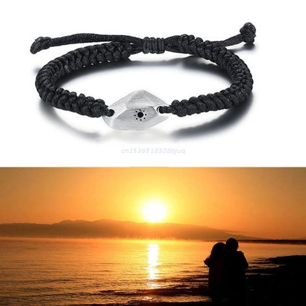 

link, chain lovers wishing stone bracelets moon and sun promise couple matching dropship, Black