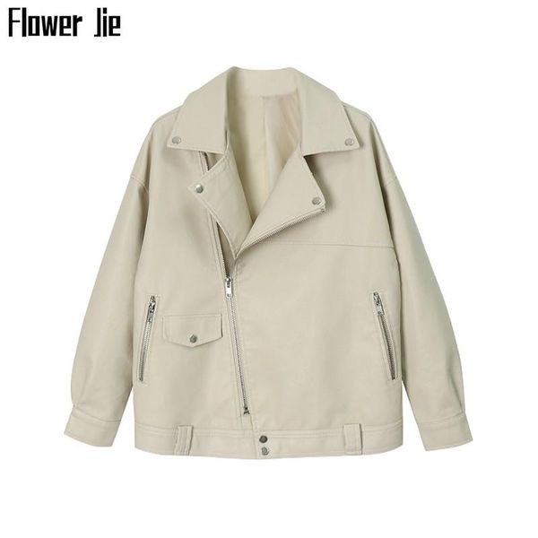 

women's leather & faux jacket women pu casual loose black outwear mujer motorcycle biker punk streetwear short coat female