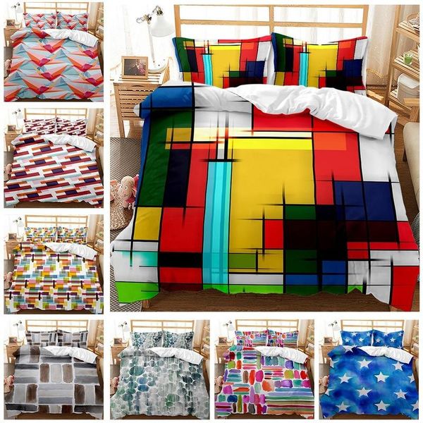 

bedding sets 3d set personality watercolor pattern print duvet cover with pillowcase home textiles comforter microfiber for kids