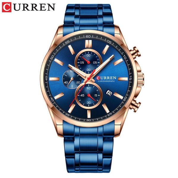 

wristwatches curren/ karin 8368 men's watch waterproof quartz six-pin calendar steel band watch., Slivery;brown