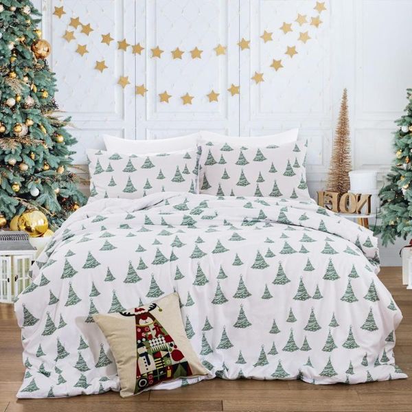

bedding sets christmas tree set green color duvet cover  sizes single twin double king size home textiles 3pcs dropship