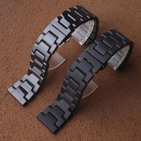 

watch bands polished matte ceramic watchbands black strap bracelets for smart mens watches 20mm 22mm fit samsung gear s2 s3 galaxy 46mm case, Black;brown