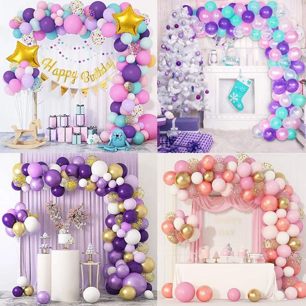 

pink purple balloons garland arch kit pink balloons foil globos for baby shower decor mariage wedding birthday party decorations