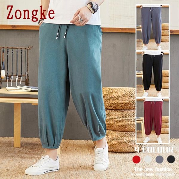 

men's pants zongke 2021 casual ankle-length men trousers joggers sweatpants hip hop streetwear male plus size m-5xl, Black