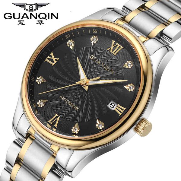 

original guanqin watches men luxury brand mechanical with date waterproof men buy hardlex sport dress, Slivery;brown
