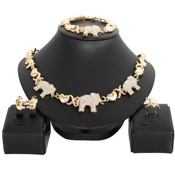 

earrings & necklace dubai gold jewelry sets nigerian wedding african beads crystal bridal jewellery set rhinestone ethiopian parure, Silver