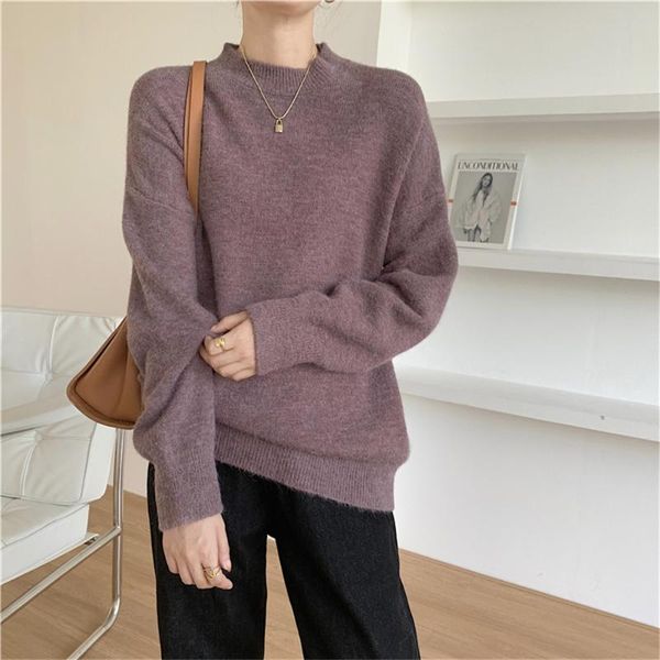 

women's sweaters hzirip 5 colors basewear sweet women bottom pure color loose chic 2021 casual warm femme ol jumpers, White;black