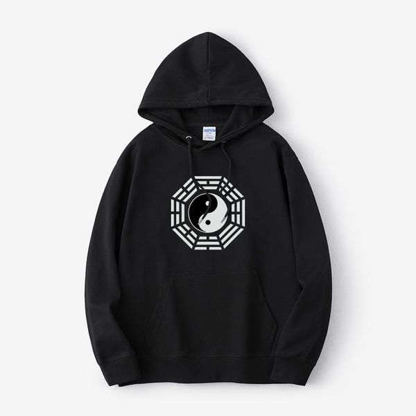 

men's hoodies & sweatshirts five elements bagua print men fashion autumn tracksuit women sweatshirt hoodie kids hip hop boy clothing gi, Black