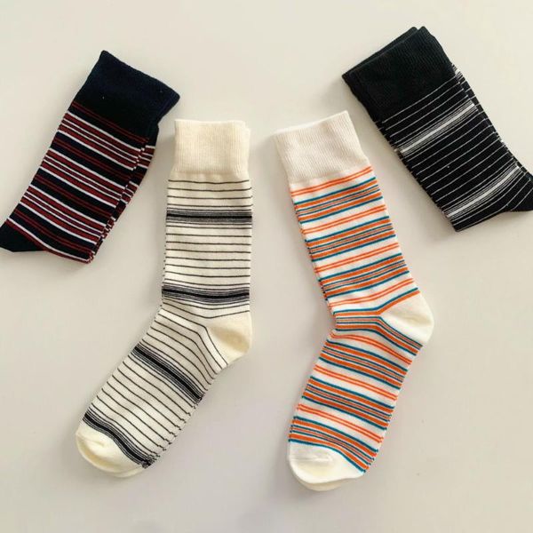 

men's socks in spring and summer are versatile lovely girls' medium long tube color funny style selling happy, Black