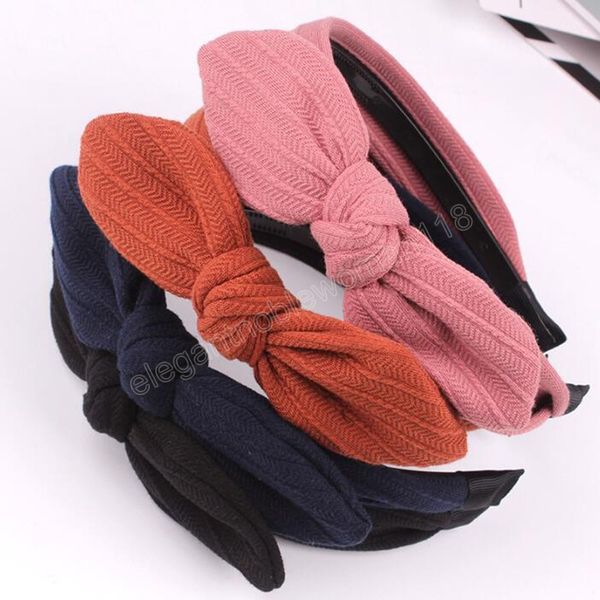 

fashion women headband knitted big bowknot hairband non-slip teeth turban girls hair accessories, Silver