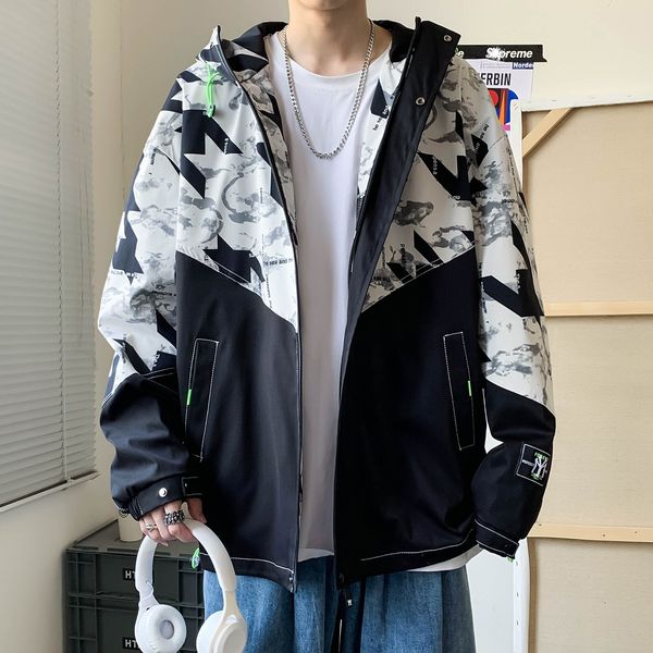 

jackets splicing coat men's autumn hooded leisure 2021 spring junior high school students' autumn youth et, Black;brown