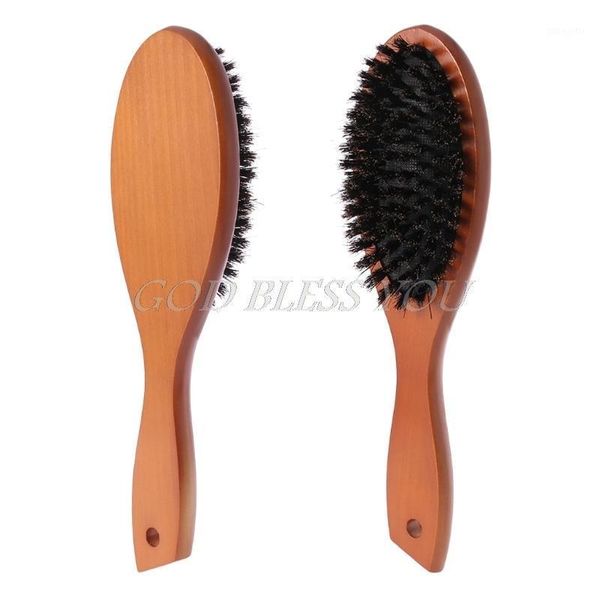 

antistatic bristle hair brush comb wooden handle massage head care salon drop 1, Silver