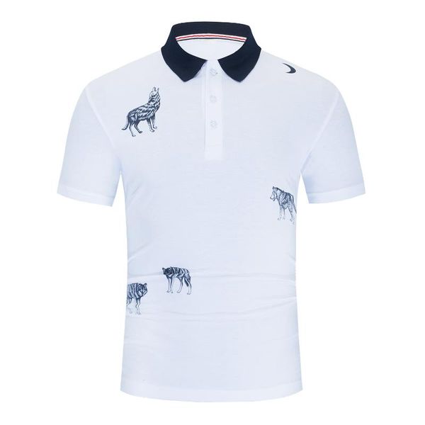 

men's polos summer pure cotton simple clothing color high-quality printing fashion casual loose short-sleeved t-shirt, White;black