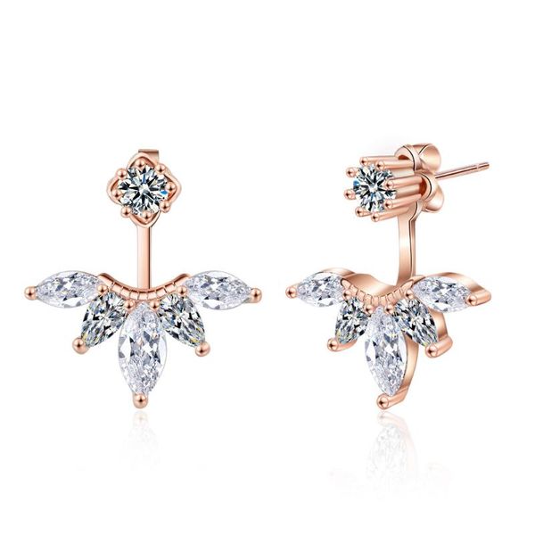 

stud diwenfu 14k rose gold crystal earring for women 100% 925 sterling silver aros mujer oreja bizuteria gemstone garnet, Golden;silver