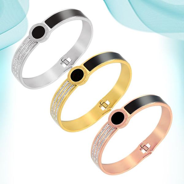 

bangle men's wrist bracelets roman numerals inlaid black shell titanium steel bracelet fashion simple style personalized bangles