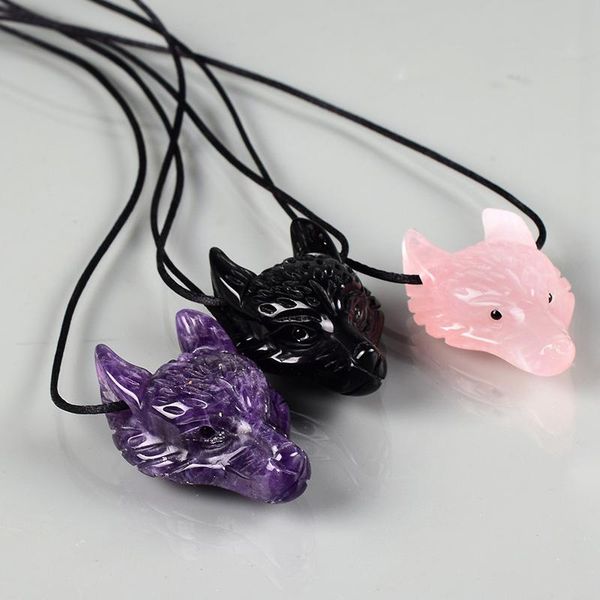 

decorative objects & figurines wolf pendant natural stone chakra pendants mini animal figurine wedding favors gifts crystal quartz healing r
