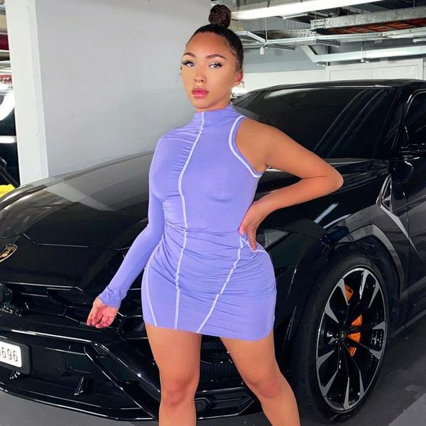 

casual dresses dress women summer wind female off shoulder round collar 2021 package hip vestidos blg092262, Black;gray