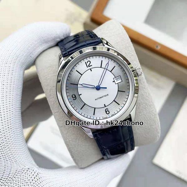 

date master 1548530 mens automatic watch 42mm silver dial 316l steel case gents sport watches blue leather strap, Slivery;brown