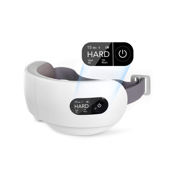 

wireless bluetooth eye massager with heat, vibration, air pressure "