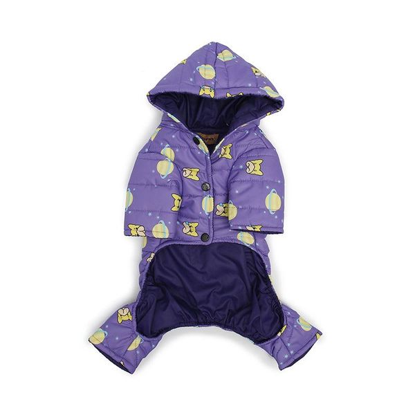 

pet four-legged clothes hooded windproof purple dog cotton apparel
