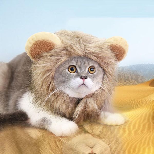 

cat costumes cute cap emulation lion hair with ear dogs accessories pet cosplay prop christmas halloween party costume for cats