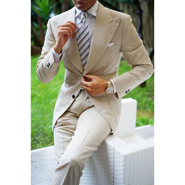 

men's suits & blazers tailor made 2 pieces beige men suit slim fit groom tuxedos formal business one button blazer jacket pants terno m, White;black