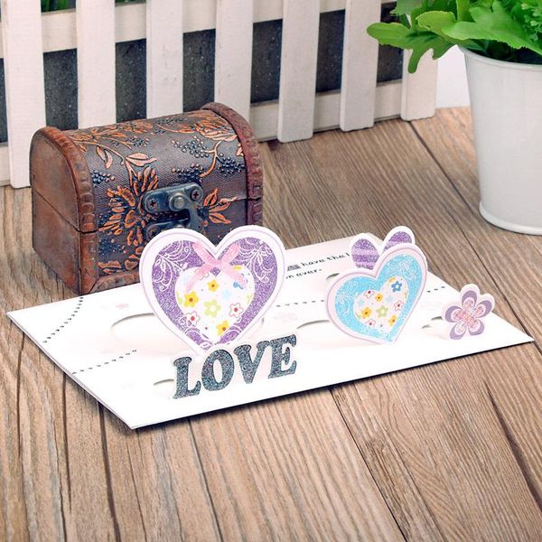 

greeting cards 9pcs/set card with envelopes gold glitter love 3d up wishes blank thank you gift