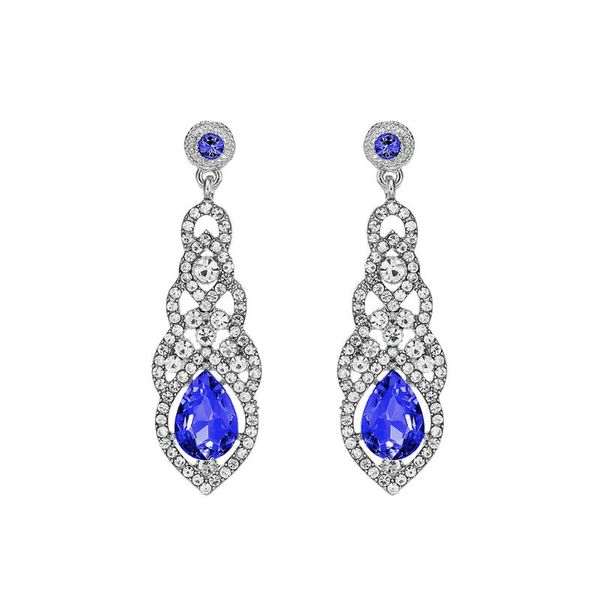 

dangle & chandelier women's elegant wedding bridal crystal beaded teardrop earrings, Silver