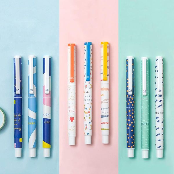 

gel pens 3pcs fresh breeze pen set multi pattern durable writing ballpoint black color ink stationery office school supplies f266