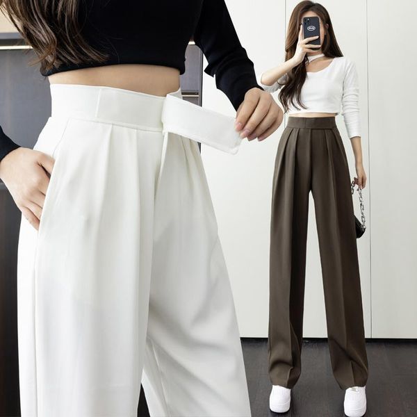 

women's pants & capris high waist trousers black autumn and winter style draped loose straight casual mopping wide-leg, Black;white