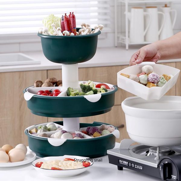 

dishes & plates multi-layer rotary pot platter drain basket water fruit plate vegetable multi grid kitchen tool bowl
