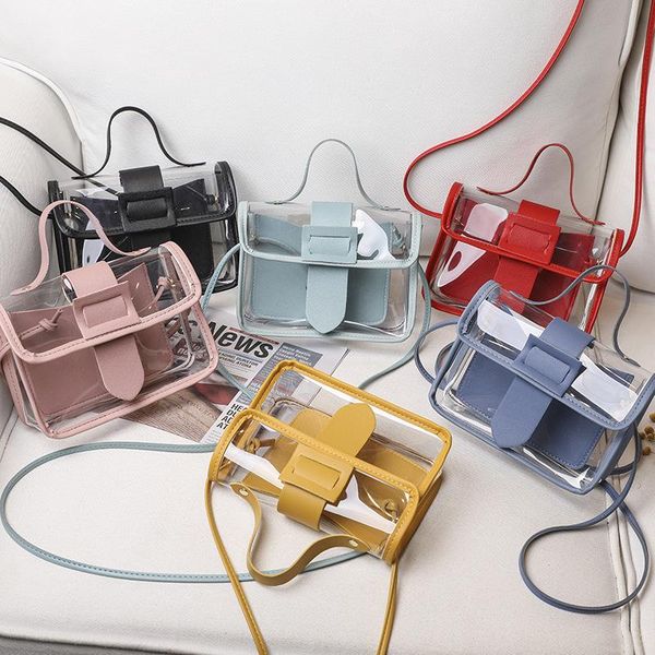 

chic fashion transparent clear pvc shoulder bag women jelly pu leather clutch travel crossbody handbag evening bags