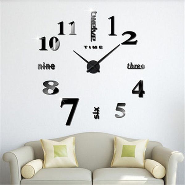 

wall clocks creative diy clock acrylic arabic numerals full home decoration sticker