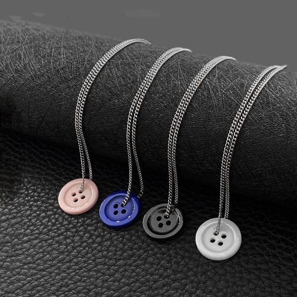 

pendant necklaces fashion retro literary ceramic button men and women wild clothing ornaments, Silver