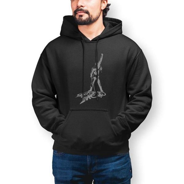 

men's hoodies & sweatshirts freddie mercury hoodie queen casual long length cotton men winter loose pullover xl, Black