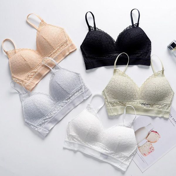 

french bra fashion low back lace bralette backless sports underwear women lingerie thin tank gym clothing, White;black
