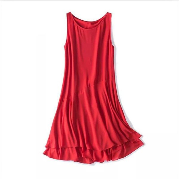 

plus size dresses dress l-5xl 6xl 7xl 2021 summer women solid chiffon a-line tank 9 color cascading ruffle lady vest, Black