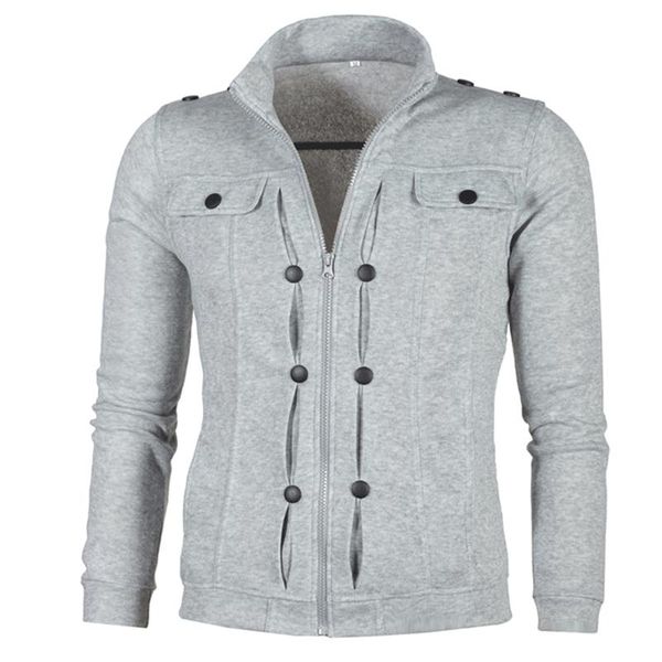 

men's hoodies & sweatshirts 2021 stand collar cardigan for male fleece inclined pocket jacket sweatshirt, Black