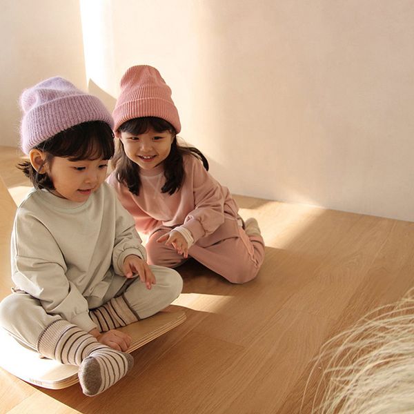 

spring new children's clothing baby girl and boy clothes loose casual sweater suit long sleeve 2pcs sportswear 210413, White