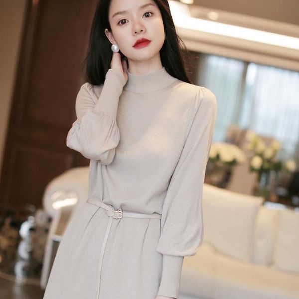 

casual dresses single wear and do in a special great dress wool knitting dress three color, Black;gray