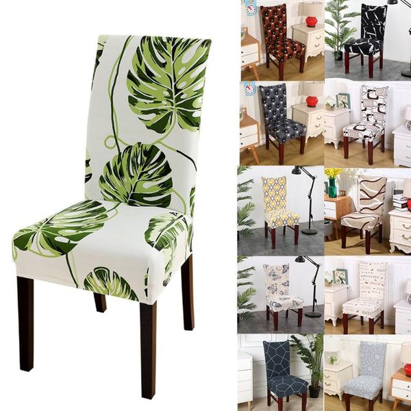 

chair covers floral leaves letter geometric dining seat spandex stretch dustproof fundas para sillas for el home office