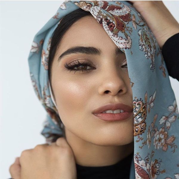 

scarves 2021 thin spring/summer muslim fashion ladies pearl chiffon with scarf malaysian sun protection beach shawl, Blue;gray