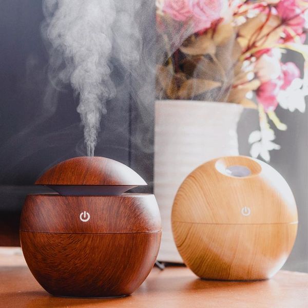 

essential oils diffusers touch control led lights usb air humidifier aroma oil diffuser with wood grain for car office home