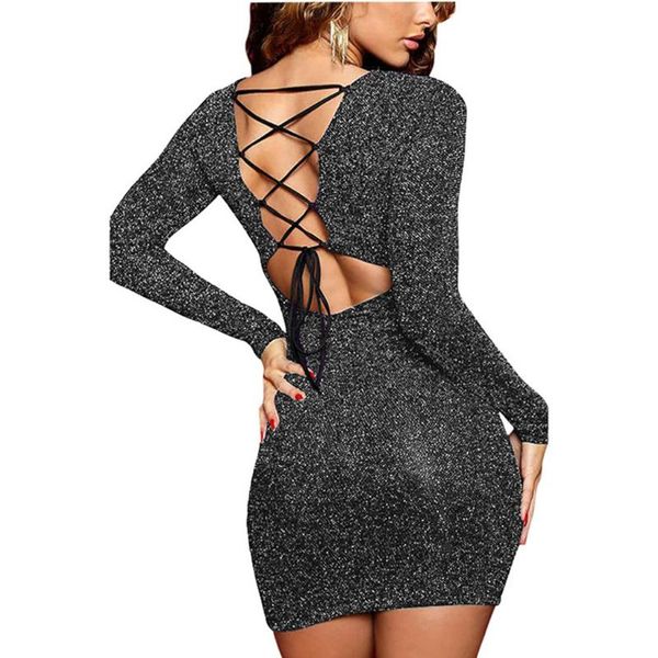 

men's t-shirts ladies formal evening party sequin club short dresses vestidos autumn women black sequins bodycon dress#j30, White;black