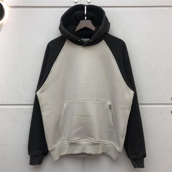 

men's hoodies & sweatshirts 2021fw splicing represent men woman 1:1 color matching vintage fleece pullovers, Black