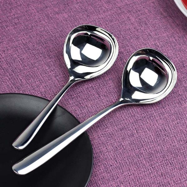 

spoons stainless steel spoon creative tableware deepen ladle soup dinnerware korean cute long handle scoops utensils for kitchen