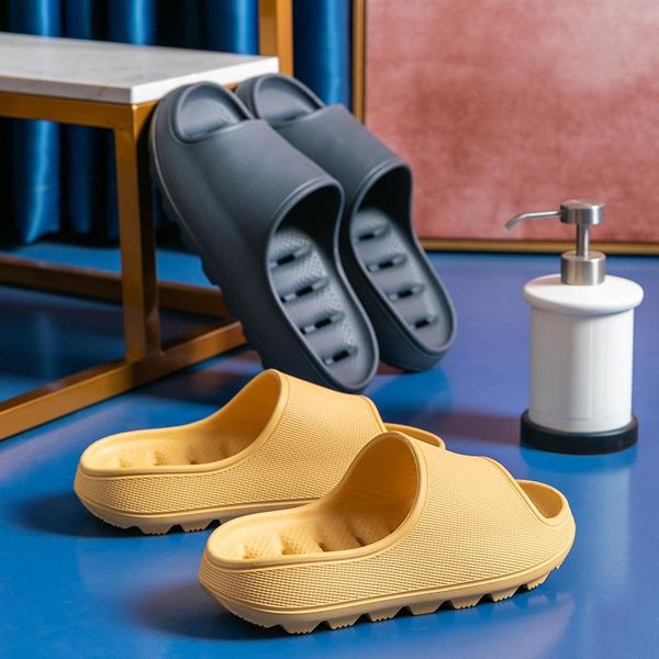 

summer men women indoor slippers fashion home thick-soled bathroom slides leaking bath non-slip couple drop, Black