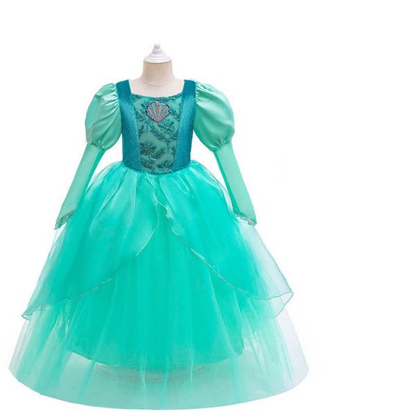 

girls dresses kids clothes children clothing long-sleeved holiday cosplay party birthday dress ball gown b8244, Red;yellow